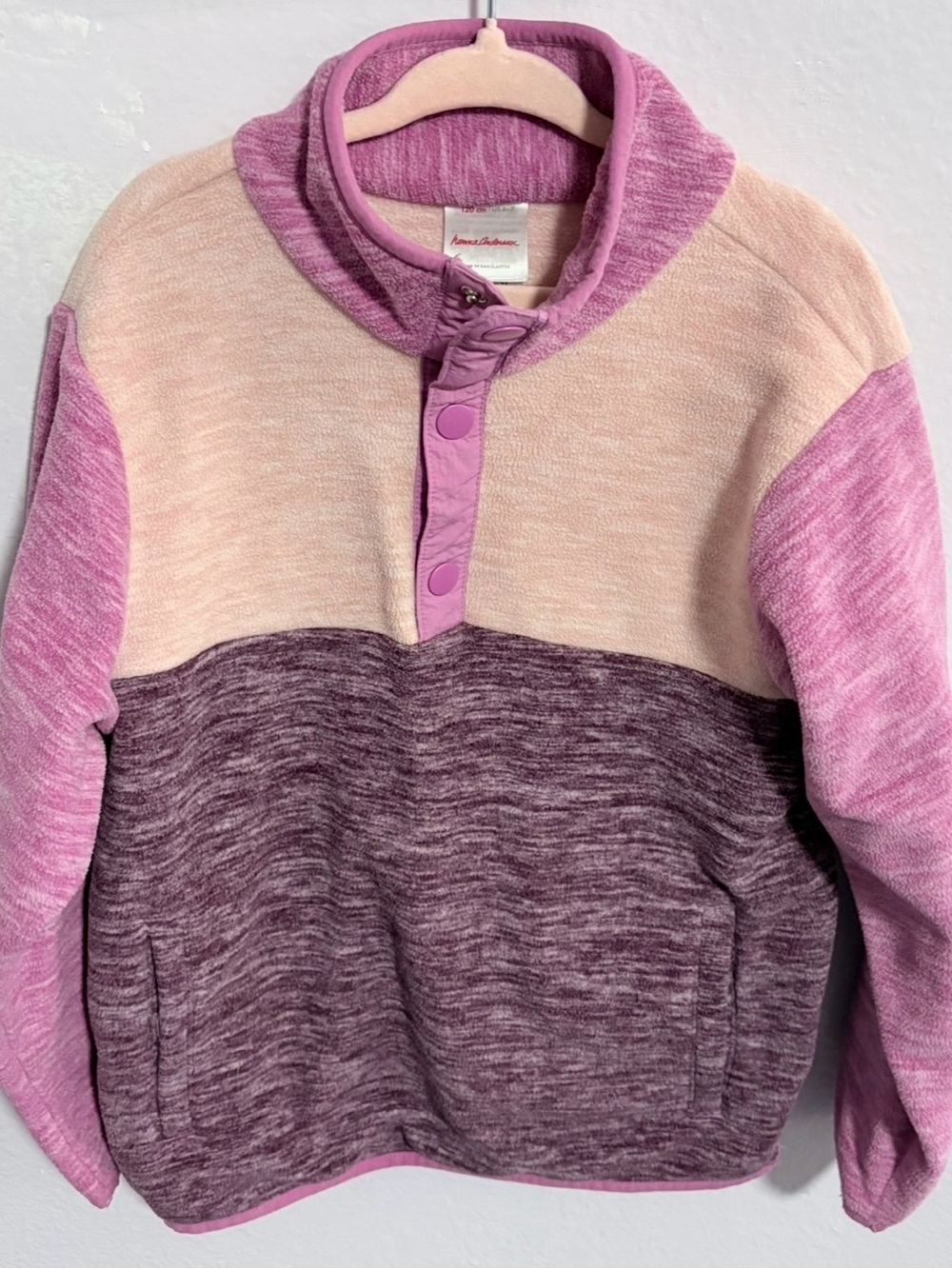 Hanna Andersen Size 120 (us 6-7) Colorblock Pink & Mauve Pullover Sweater